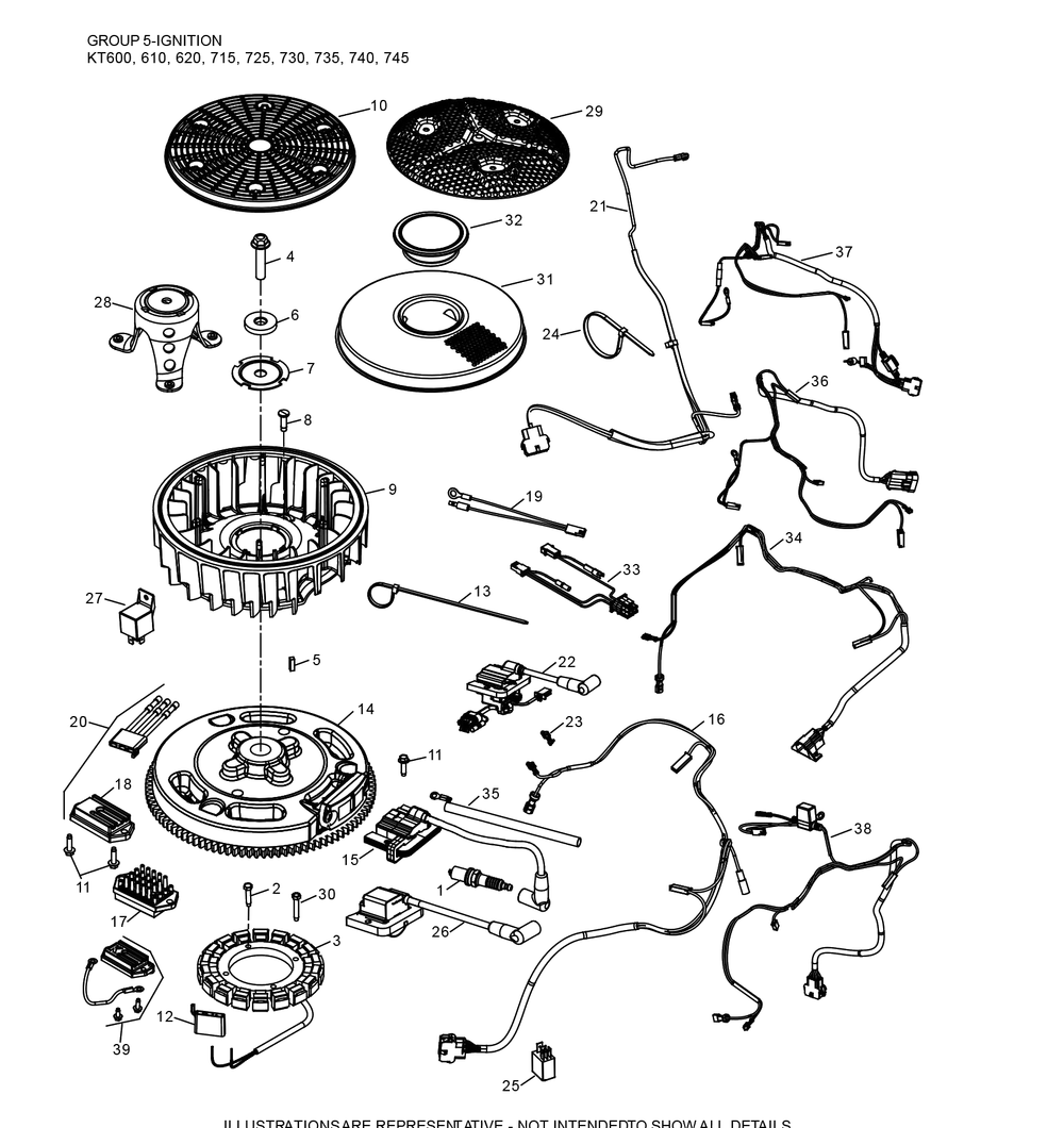 Kt725-3109 Ignition And Charging Diagram and Parts List for KT725-3109  Cub Cadet Lawn Tractor